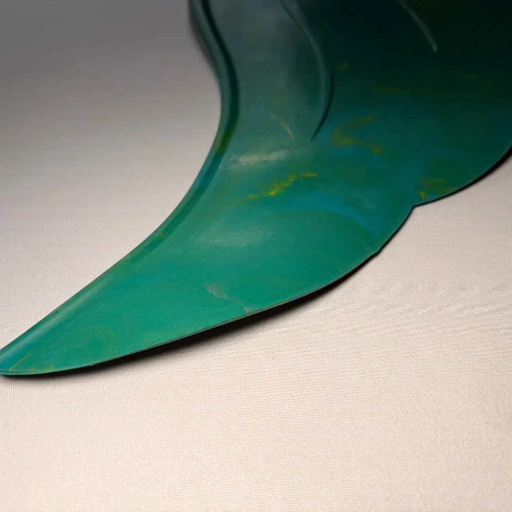 Mahina MerFin Mermaid Monofin Teal Yellow Rubber Swim Fin USA 10.5-12.5 Diving